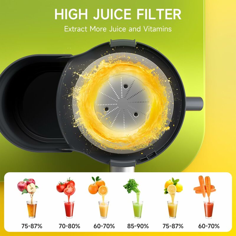 Extrator centrífugo Juicer, máquina Juicer, 3 velocidade, boca larga, 3 "rampa de alimentação para frutas vegetais, espremedor de alto rendimento, 500W