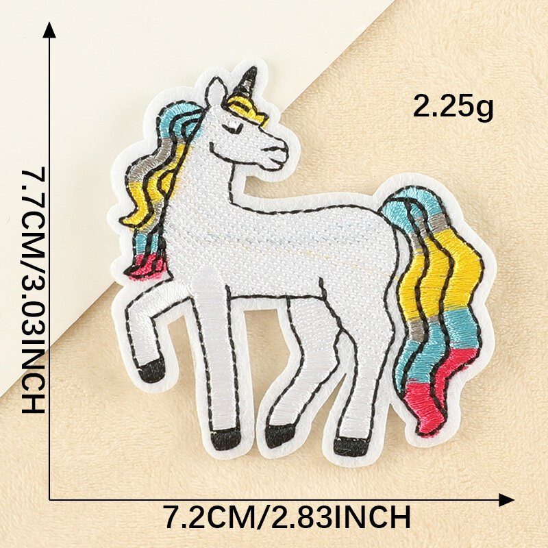 Insignia bordada de unicornio de Animal, parche adhesivo de dibujos animados, etiqueta de calor para tela, Jeans, falda, hierro rápido, 2024