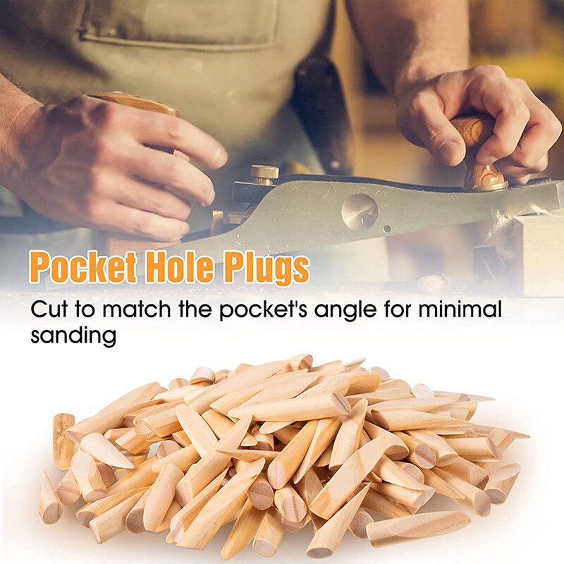 Solid Wood Pocket Hole Plugs Wood Pine For Pocket Hole Jig Woodworking Tool (100 Pieces)