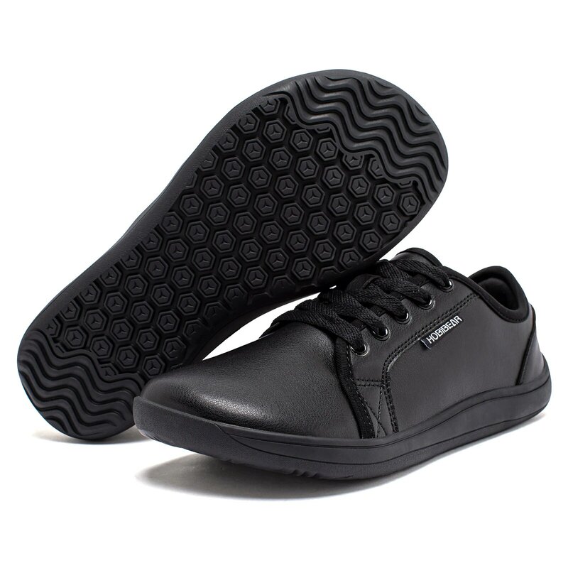 HOBIBEAR Sapatos Minimalistas Unisex Wide Toe Descalço Zero Drop Sapatos Casuais Couro Moda Sneakers