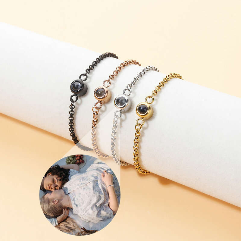 Custom Photo Bracelet with Photo Inside Stainless Steel Personalized Photo Projection Memory Bracelet Photo Customized Bracelet