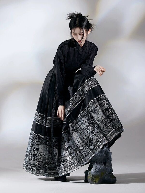 Kleid Rock aus traditionellen lässigen chinesischen Stil modischen Pferd Gesicht Licht Ming Dynastie universell bequem