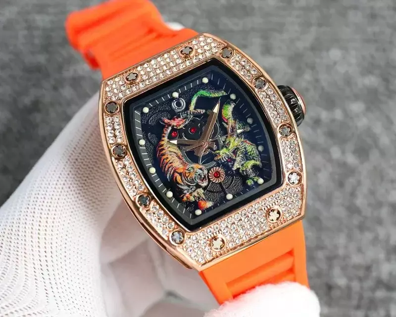 Montre Dragon Tiger Painting pour homme, qualité AAA, caractéristiques de la montre, marque de diamant, haut de gamme, 2024