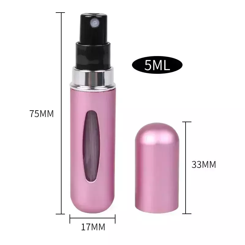 Atomizador de Perfume portátil, contenedor de líquido para cosméticos, Mini pulverizador de aluminio, botella rellenable vacía, 8/5ml