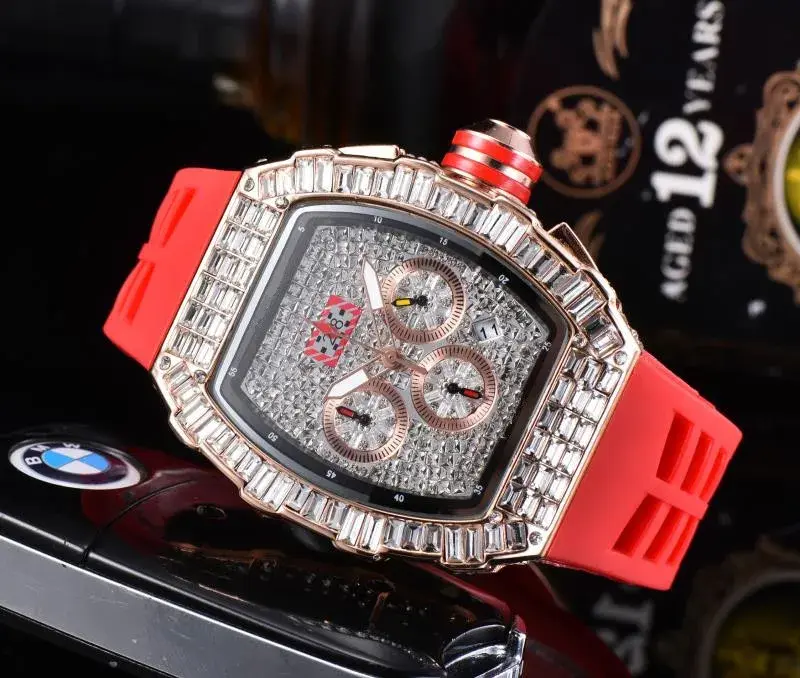 2024 Top Luxury RM Automatic Sport 6-pin AAA Men's Watch Mechanical Large Diamond Men's Quartz Watch