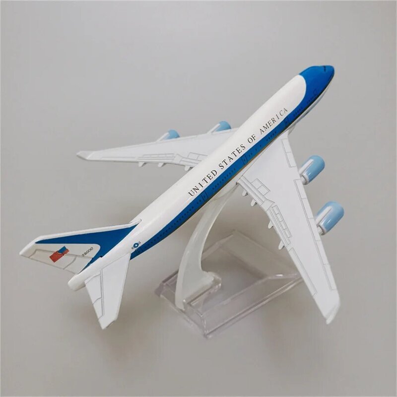 Air Force One Airplane Model, Estados Unidos da América, B747, Boeing 747, Avião de linhas aéreas, Alloy Metal, Diecast Aircraft, 16cm