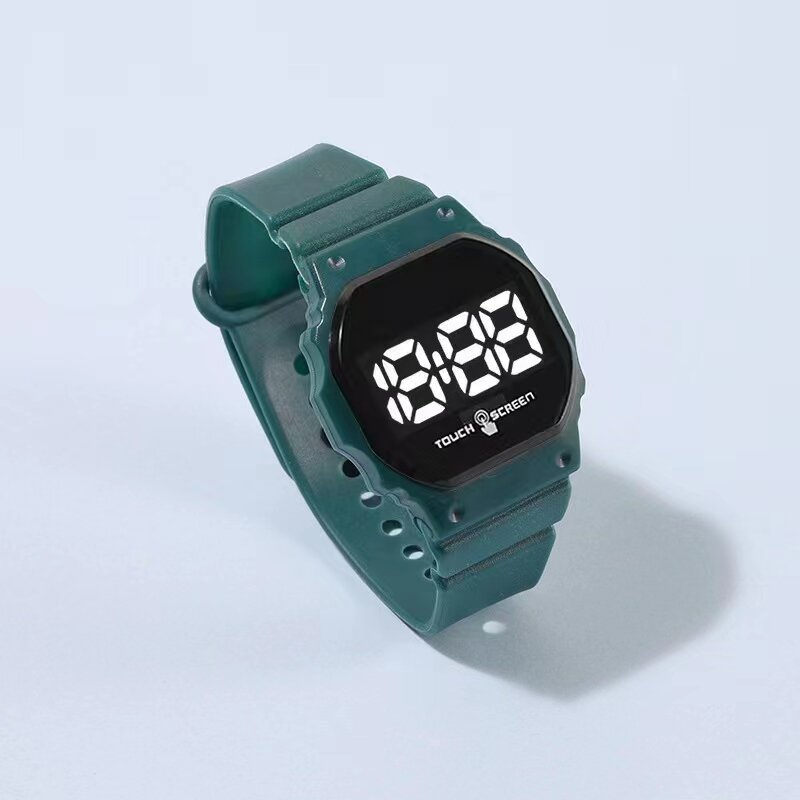 Jam tangan elektronik LED olahraga modis, jam tangan elektronik pelajar kotak nilai tinggi sederhana