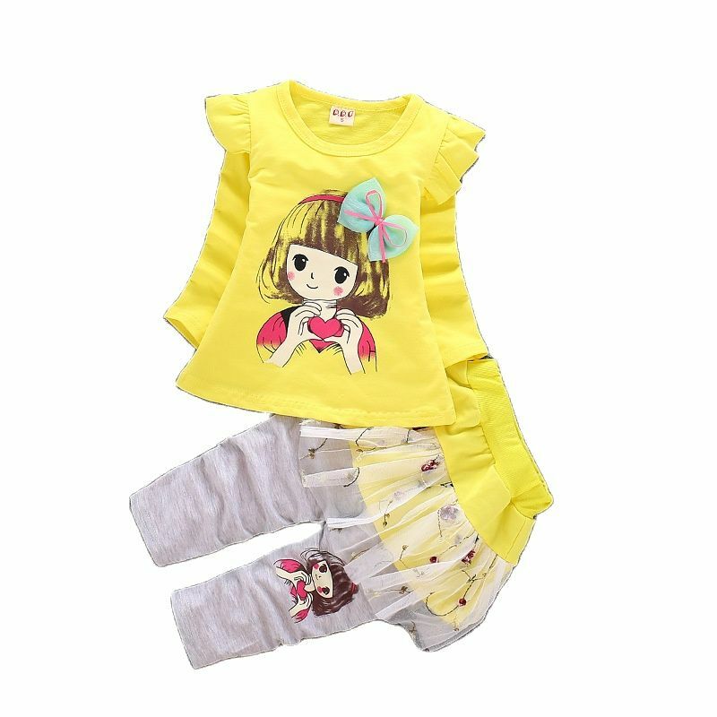 Baby Girls Clothes Sets Spring and Autumn Girls Clothing Kids Girls Sport Suit Cartoon Sweatshirts+Pants Tracksuit Set 0-4Y