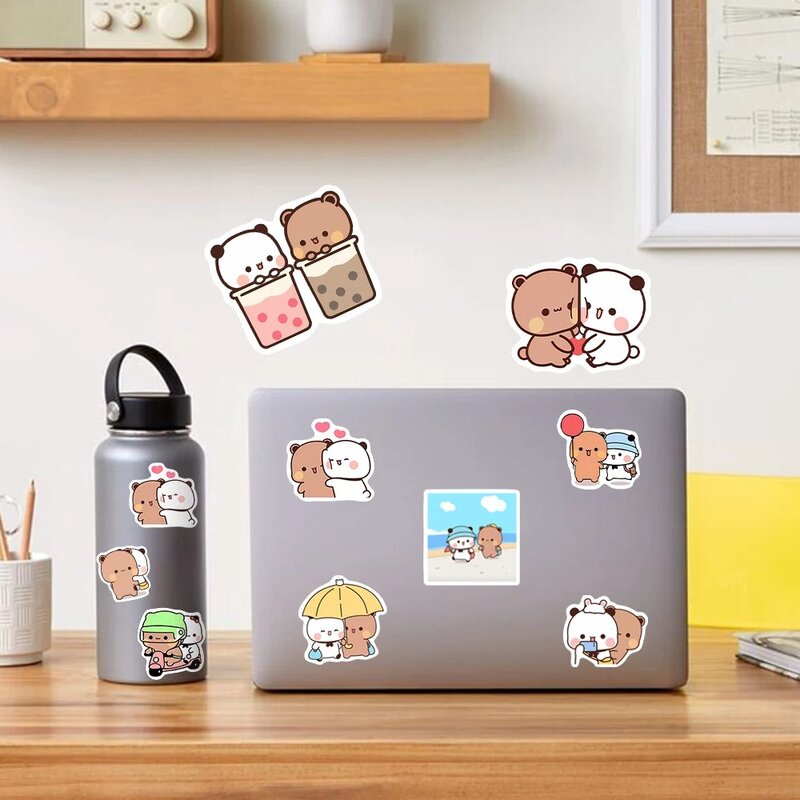 50 lembar/set stiker Panda beruang lucu dan stiker Panda Beruang PVC stiker Dudu beruang kartun tahan air stiker beruang dan Panda