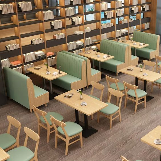Juego de mesa y silla de cuero de Pu para café, sofá nórdico moderno de alta calidad para oficina y restaurante, barato