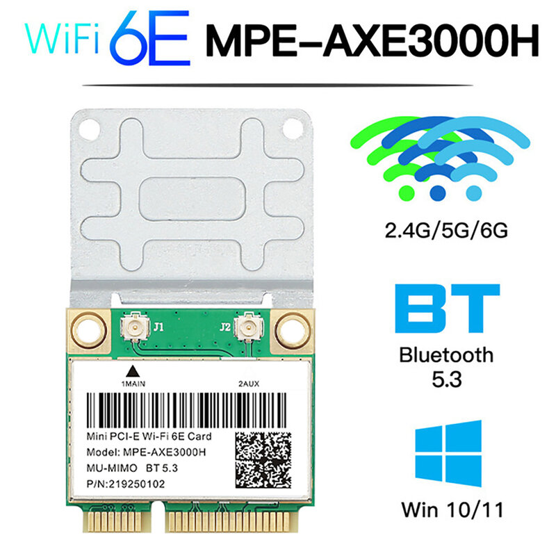 WiFi 6E AX210HMW Mini PCI-E Card Wifi Bluetooth 5.3 Cho Intel AX210 Mạng Wifi 6 AX200 802.11AX Không Dây