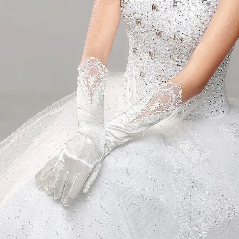 قفازات زفاف دانتيل للعروس ، أبيض ، أحمر ، دانتيل ، طويل ، على الطراز الكوري ، فستان العروس ، الربيع ، الصيف ، جديد
