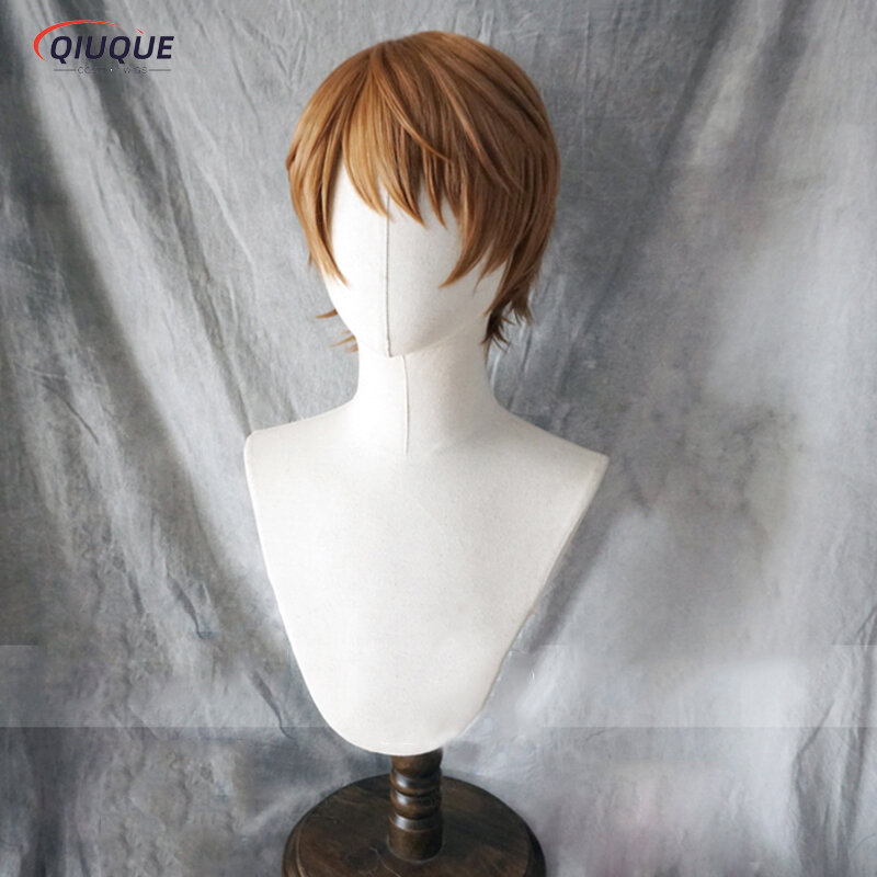 Anime Yagami Light Cosplay Wig Short Brown Yagami Light Heat Resistant Synthetic Hair Halloween Party Wigs + Wig Cap