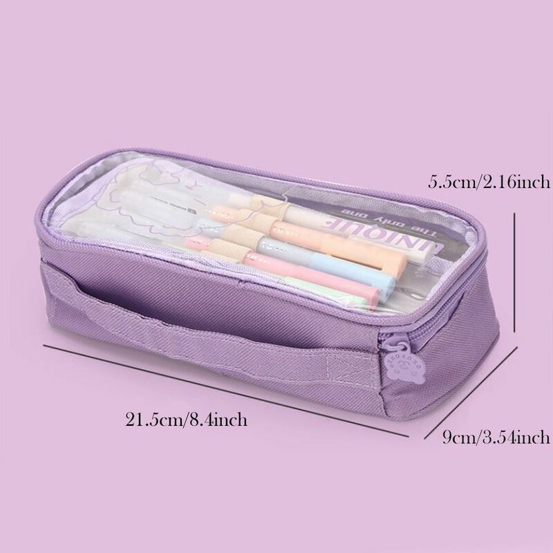 Capacità materiale scolastico borse per cosmetici per il trucco borsa per cancelleria in PVC a doppio strato borsa per matite per orsi borse per la conservazione del Desktop astuccio per matite
