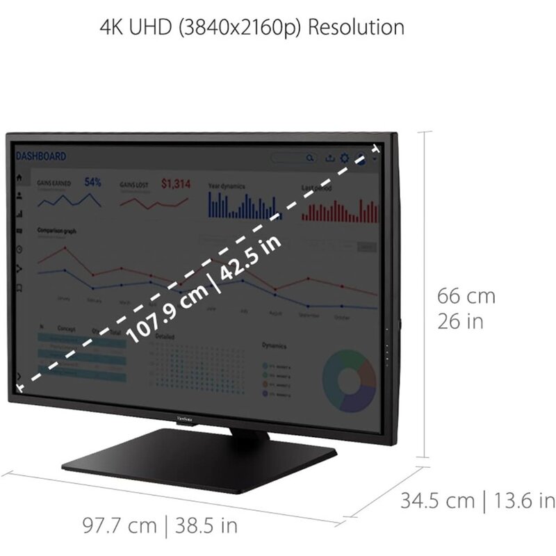 VX4381-4K panoramiczny Monitor z 43 Cal Ultra HD MVA 4K z obsługą HDR10, pielęgnacja oczu, HDMI, USB, DisplayPort dla domu