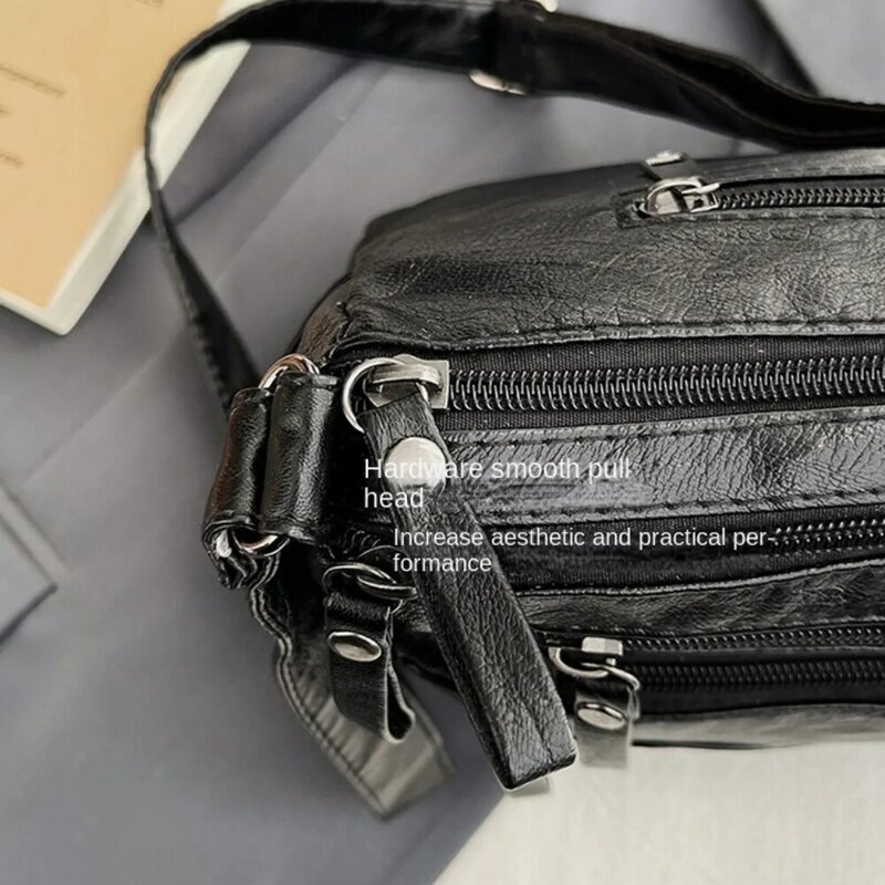 Leather Shoulder Bag High Quality Zipper Multi-pocket Shopping Bag Handbag Women