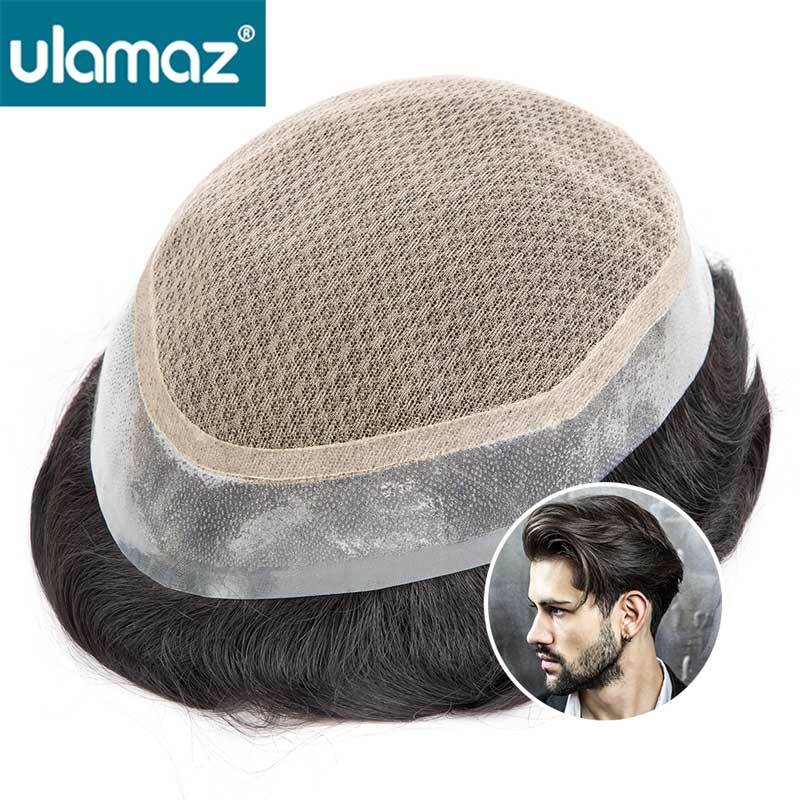Australia-Double Layers Hairpiece Male Hair Prosthesis Natural Human Hair Replacement Systems Toupee Wigs Remy Hair Wig For Men