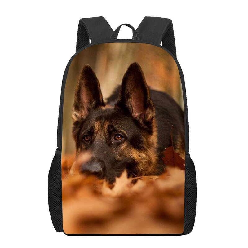 Alemão pastor cão 3d padrão saco de escola para crianças meninas meninos sacos de livro casual crianças mochila meninos meninas mochilas bagpack