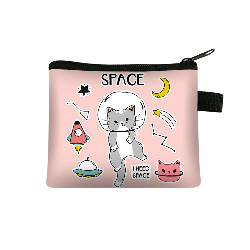 Cute Animal Printed Children's Zero Wallet Student Portable Card Bag Coin Key Storage Bag Polyester Hand Bag Coin Purse Mini Bag