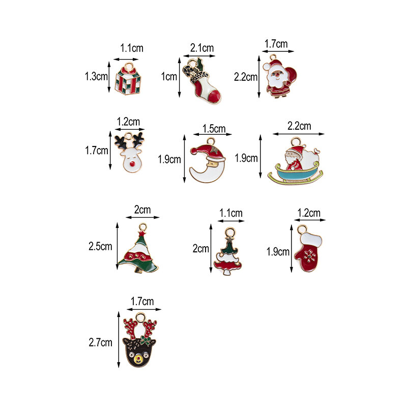 10 قطعة/الوحدة مختلطة عيد الميلاد سلسلة سانتا كلوز Charms قلادة سوار ذاتي الصنع أقراط لصنع المجوهرات اكسسوارات