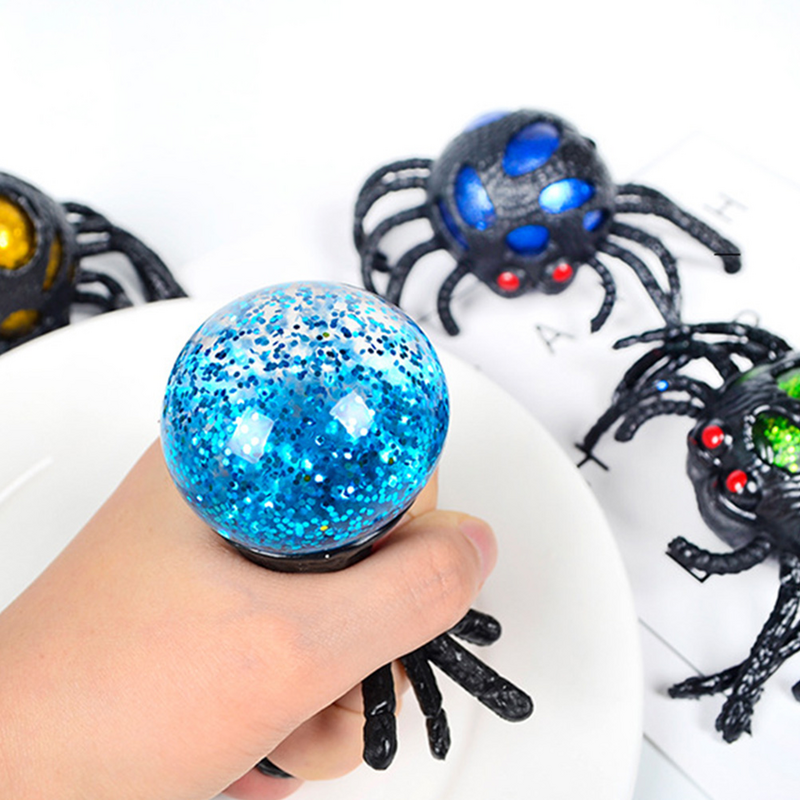 Jouet d'araignée à presser anti-stress souligné pour enfants et adultes, Fidget à la main, Squishy Stressball, Décompression, Instituts