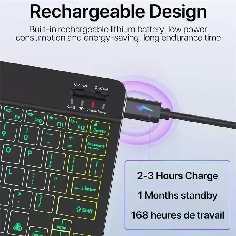 Tastatur für Tablet Android iOS Windows Wireless-Maus tastatur Bluetooth-kompatible Regenbogen-Tastatur mit Hintergrund beleuchtung für iPad-Telefon