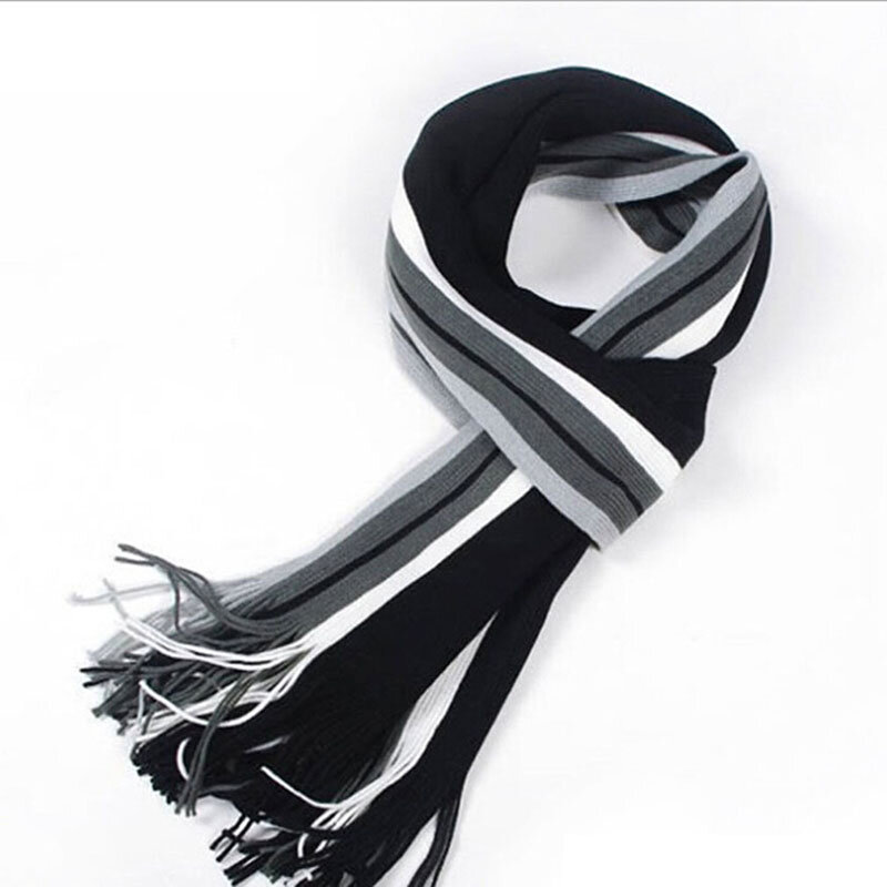 2023 Hot Sale Basic Men Autumn Winter Warm Thick Long Striped Scarf Wild Casual Large Size Scarf 4 Colors
