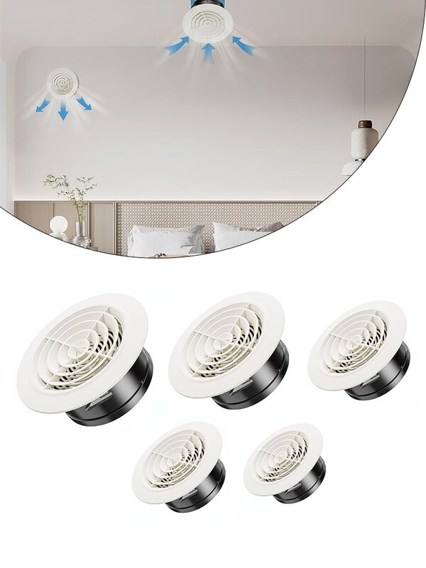1PCS 75-200mm Round Adjustable Wall Interior Vent Grill ABS Ventilation Grille Vent Cover Offices Rooms Bathrooms Accessories
