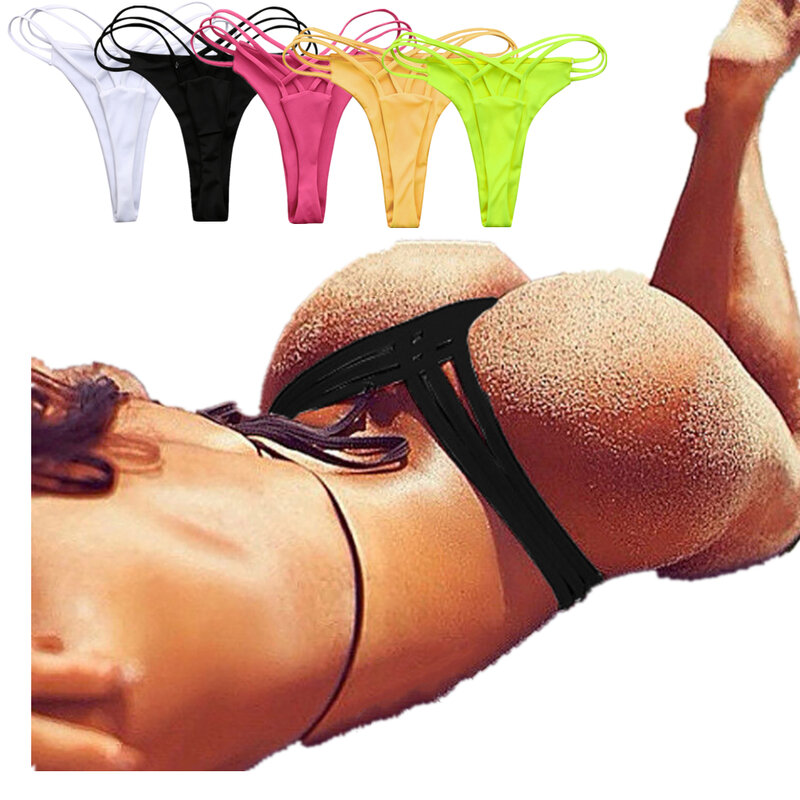 Cienkie stringi stroje kąpielowe bezszwowe stringi damskie bielizna seksowna bielizna G String Tanga brazylijska Lenceria Mujer t-back bawełna niski wzrost