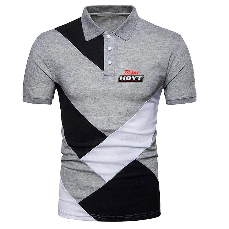 The new men's archery fashion in Huo Yite in summer is popular with three-color stitching Polo shirts with short sleeves and com