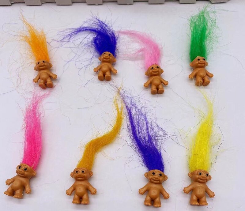 Mini muñeca de payaso de pelo largo para niños, muñecas de Trolls de pelo colorido, modelos de miembros de la familia, juguetes para niños, regalo nostálgico para adultos