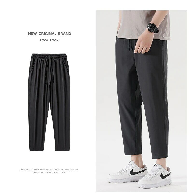 Korean Fashion Spring And Autumn And Summer New Men'S Casual Sports Trousers Versatile Handsome Loose M-8Xl126Kg 9-Point Pants