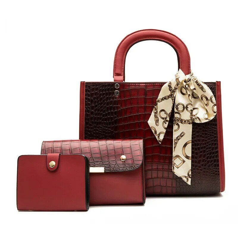 2023 European and American Crocodile Pattern Fashion Multi piece Set Women's Bag Trend Shoulder Bag Handbag Women's Mother Bag
