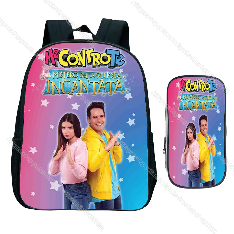 Ransel sekolah anak laki-laki dan perempuan, tas punggung Set 2 buah tas penyimpanan dengan kotak pena mainan lucu Anime, tas bepergian anak laki-laki dan perempuan