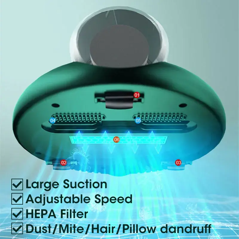 Aspiradora inalámbrica portátil para eliminación de ácaros, controlador de ácaros, almohada, cama