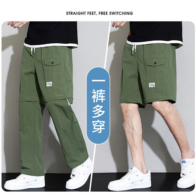 Pantalones cortos desmontables para hombre, Pantalón Cargo informal, recto, cintura elástica, 8XL talla grande, Verano