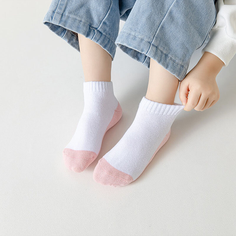 5 Pairs/Lot 2023 New Summer Children Socks Cotton Kids Teen Fashion Black White Gray For 1-12 Years Student Baby Girl Boy Socks