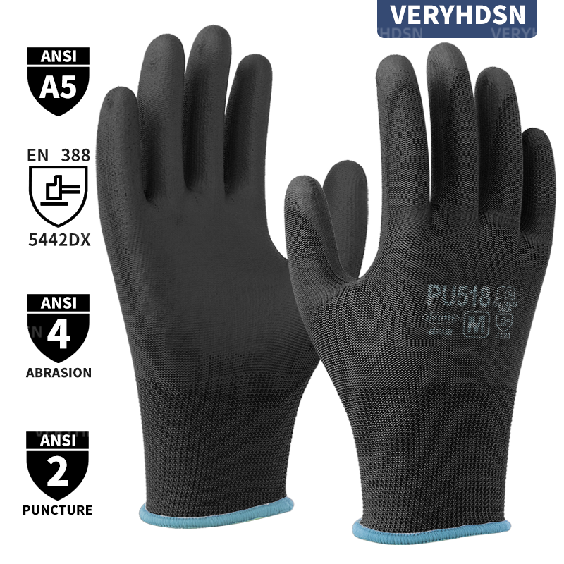 3 пары, черные ультратонкие рабочие перчатки с искусственным покрытием