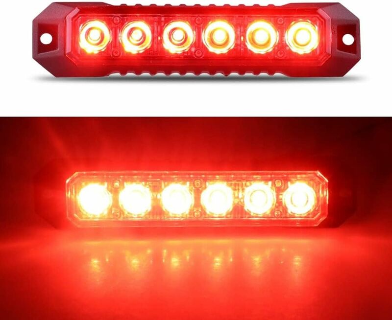 6-LED Strobe Mini Grille Light Surface Mount Flashing Lamps for Truck Car Vehicle LED Head Emergency Beacon Hazard Warning Light