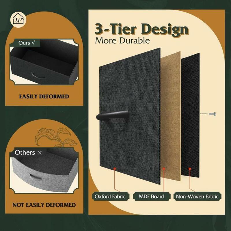 k! Fabric Dresser, 5-Drawer Tall Dresser for Bedroom, Storage Dresser Organizer with Fabric Bins, Wood Top, Sturdy Steel Frame