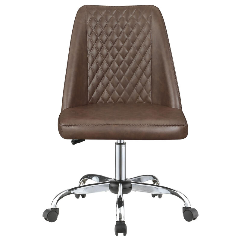 Kursi meja Modern cokelat dan krom yang dapat diatur, dengan desain ergonomis nyaman dan hasil akhir ramping bergaya untuk rumah kantor atau kerja