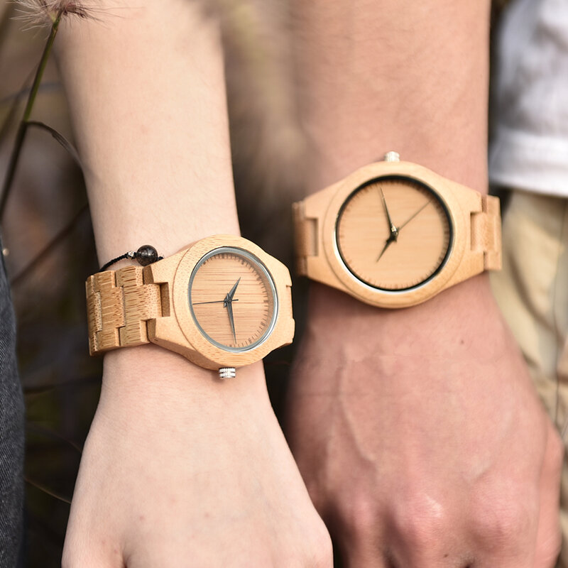 BOBO BIRD Bambus Uhr Männer Frauen Quarz Armbanduhren lässig Paar Holz uhren Uhr Uhren Jubiläums geschenk für ihn Brauch