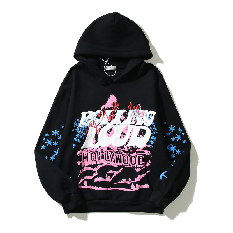 Alta qualidade oversized moda estrela impressão hoodies para casais agasalho moletom masculino streetwear harajuku punk roupas