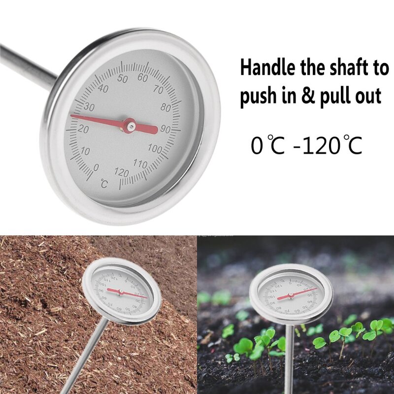 Compost Soil Thermometer 20 Inch 50 for cm Measuring Probe Detector for Ground Garden Backyard Soil 0℃-120℃ Lightweight