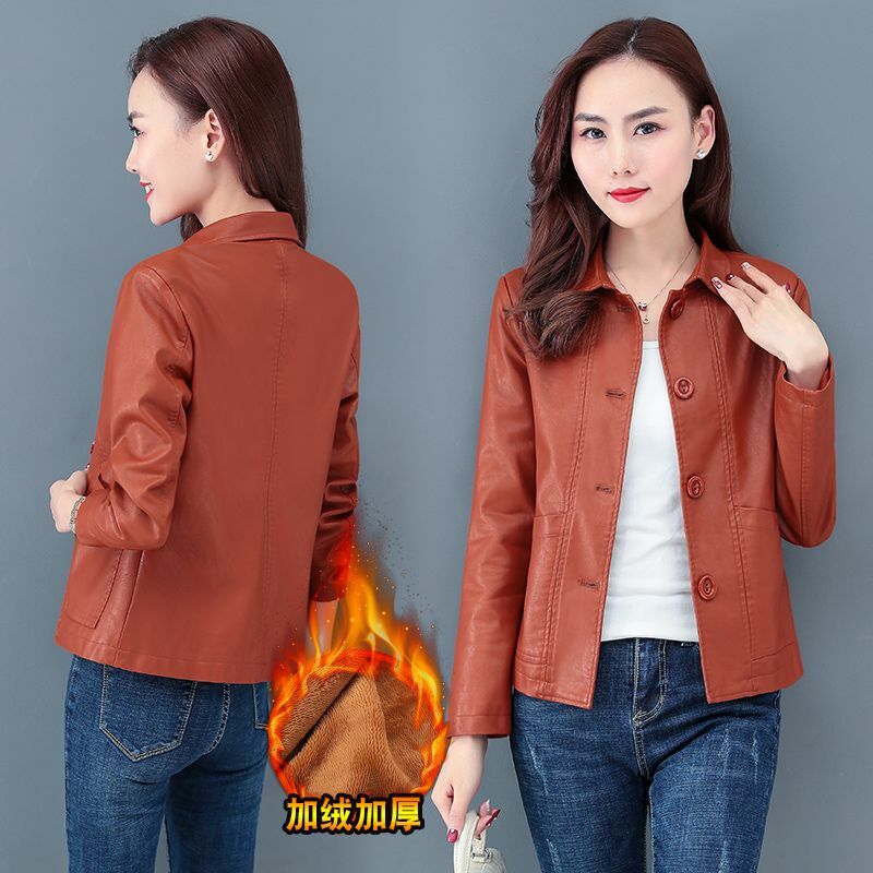 Jaket kulit PU wanita, jaket pendek dengan jaket kulit mewah, jaket kulit PU musim gugur dan musim dingin baru 2023