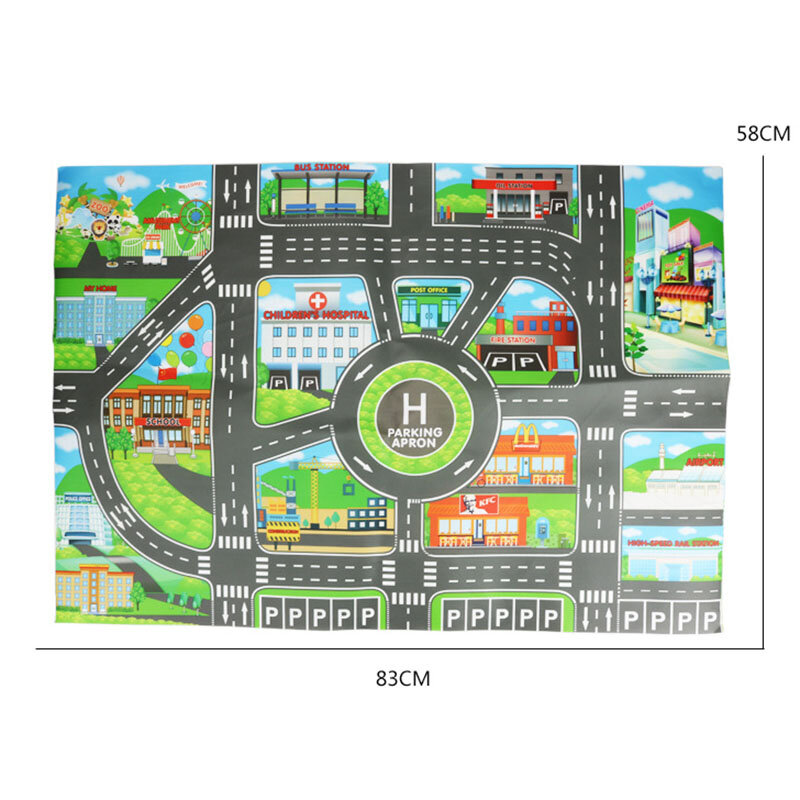 Mapa miasta samochodzik dla dziecka Parking dla dzieci mapa drogowa zabawka ze stopu Model samochodu maty wspinaczkowe angielska wersja nowość dla dzieci gra mapa wyścigowa mata wyścigowa