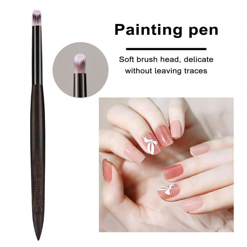 ปากกาทำเล็บแบบขนแปรงไนล่อนแบบ DIY ขนนุ่มแปรงทำเล็บด้ามไม้สำหรับวาดภาพเล็บแบบไม่ไหล
