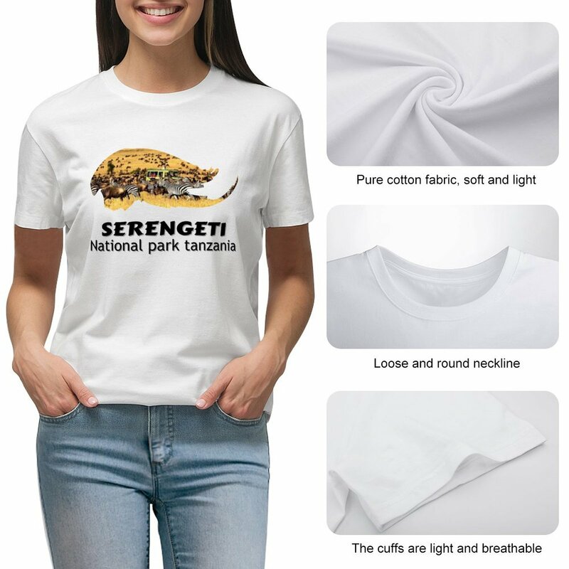 Camiseta del Parque Nacional Serengeti para mujer, ropa kawaii, Top de gran tamaño