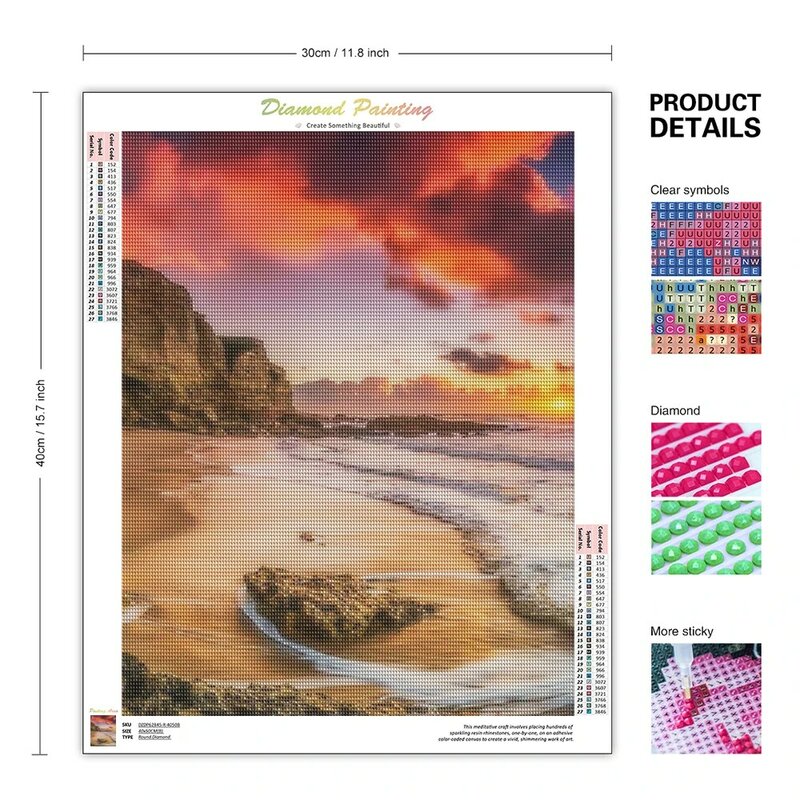 Набор для алмазной живописи 5D PhotoCustom, картина с изображением пляжа, искусственная Бриллиантовая вышивка «сделай сам», летний домашний декор для стен