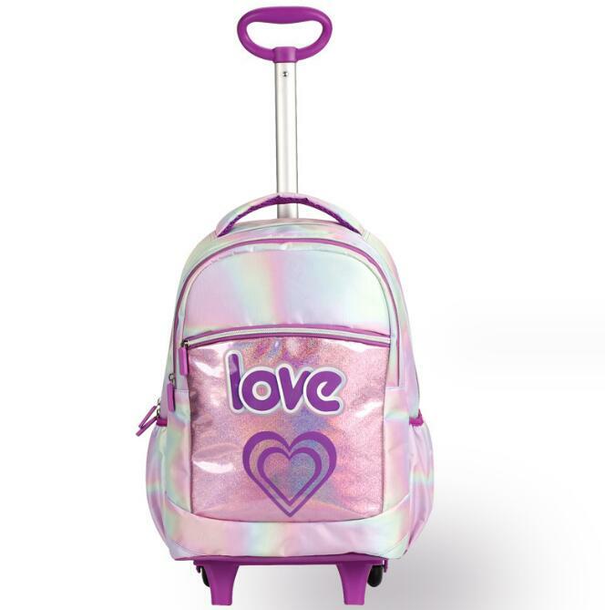 子供のための旅行用トロリーバッグ、学校のローリングラゲッジ、キッズハイバックパック、男の子と女の子のための学生バッグ、17インチ